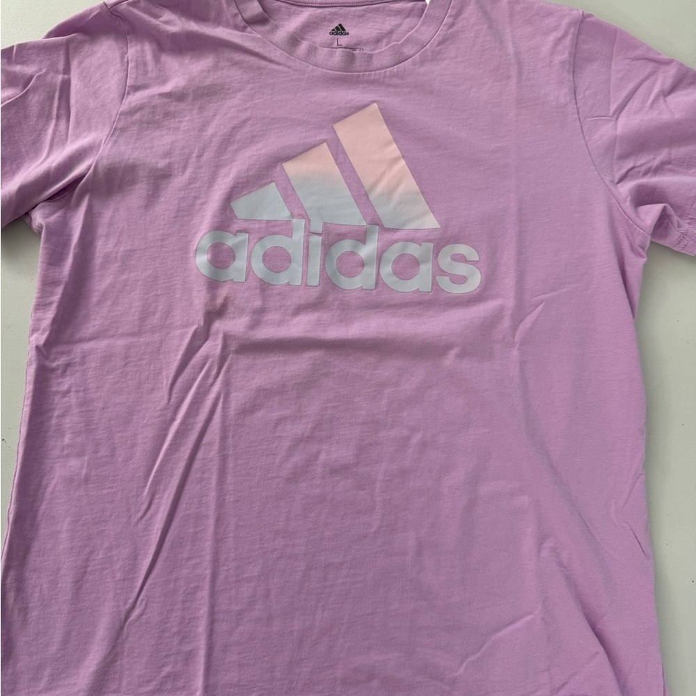 Adidas lavender Short Sleeve Tee with Holographic Logo